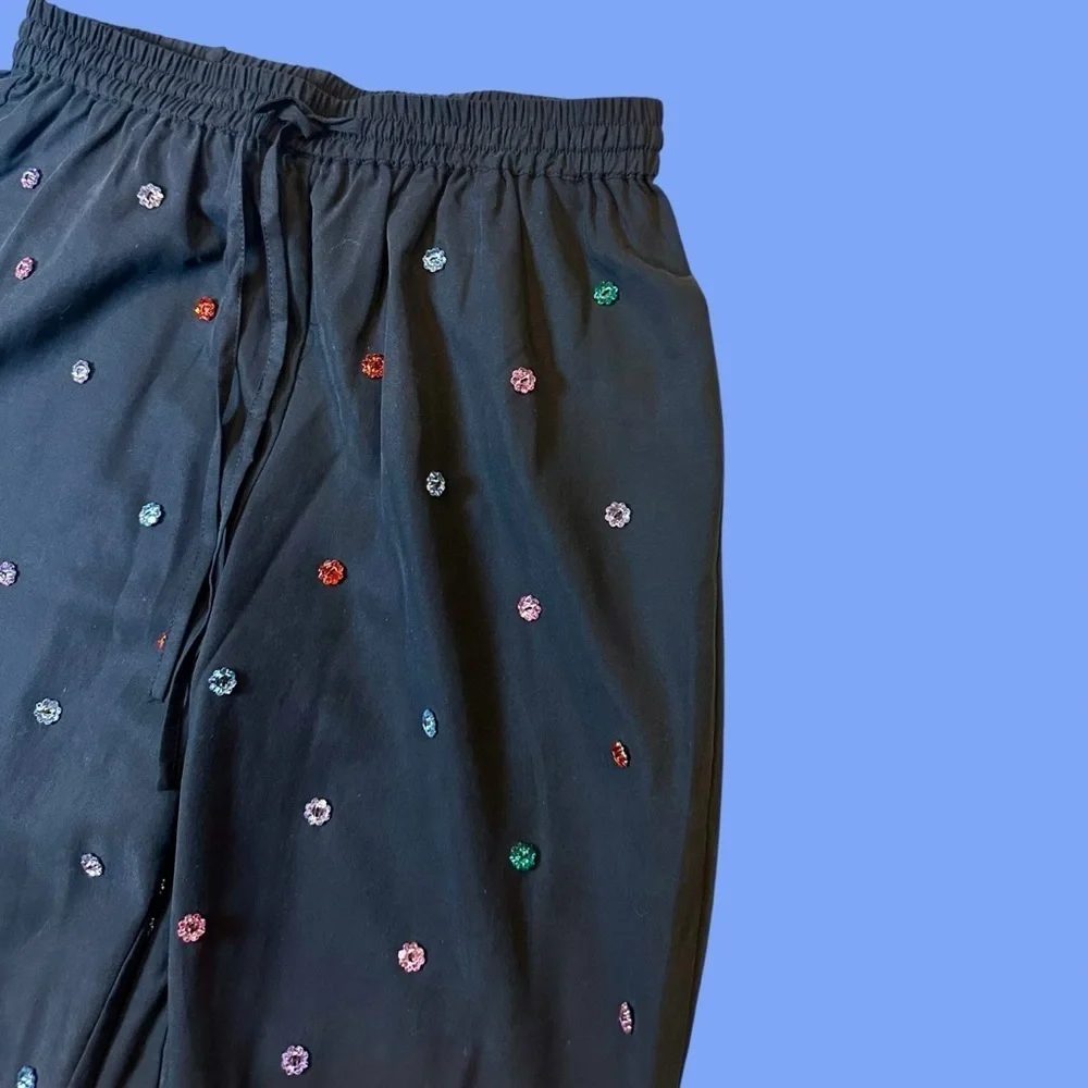 NWT Hill House ‘The Jewel Jammie Pant’ in “Black with Multicolored Crystals” XS